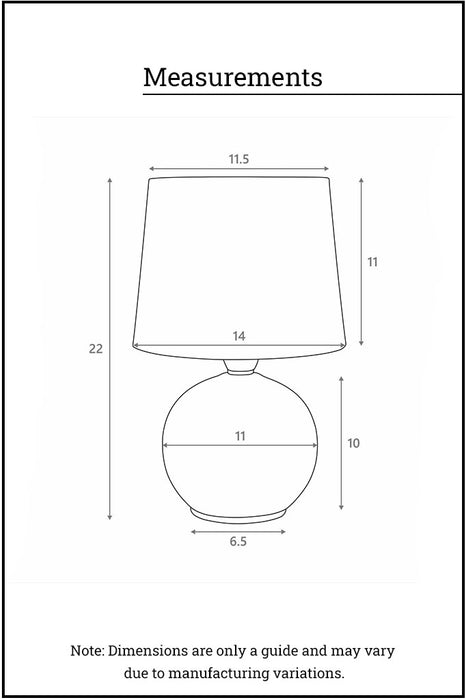 measurements of table lamp