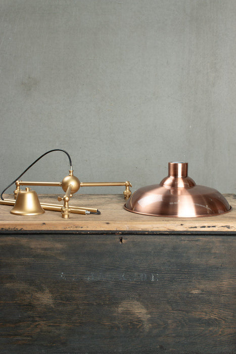 Bullpit 3 Arm Flush Mount Light gold brass with copper shades