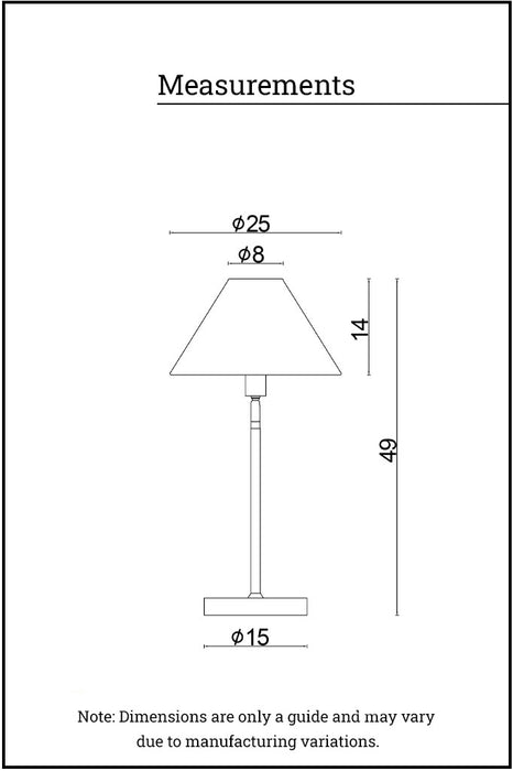 measurements of the rattan table lamp
