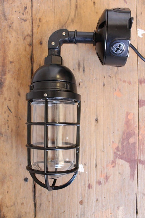 Bunker cage wall light in black