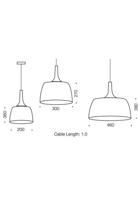 Nordic pendant lights in three sizes and in black white or copper finishes