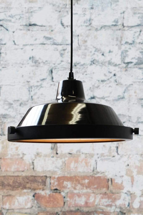 Black steel pendant shade with removeable shade cover