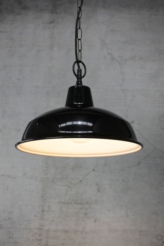 Industrial Warehouse Pendant Light Black, White, Green Shade