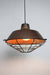 Copper hangning light round cord black cage