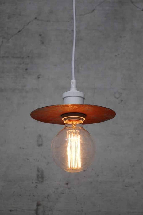 natural steel disc with white cord light