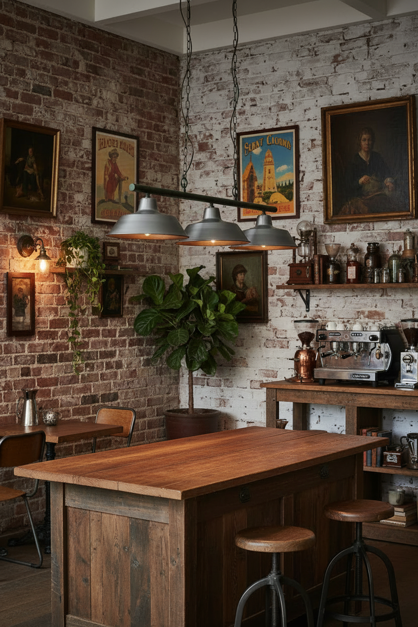 3 light swing pendant in a cozy bar interior