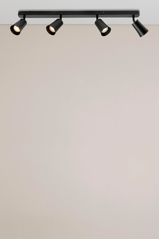 spotlight with 4 lights in black finish