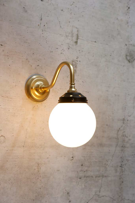 Glass Ball wall light in gold steel finish