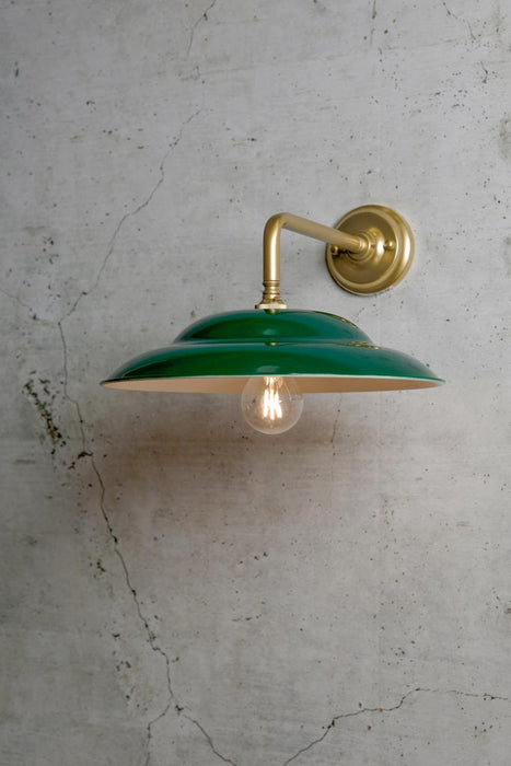 gold/ brass arm with green shade