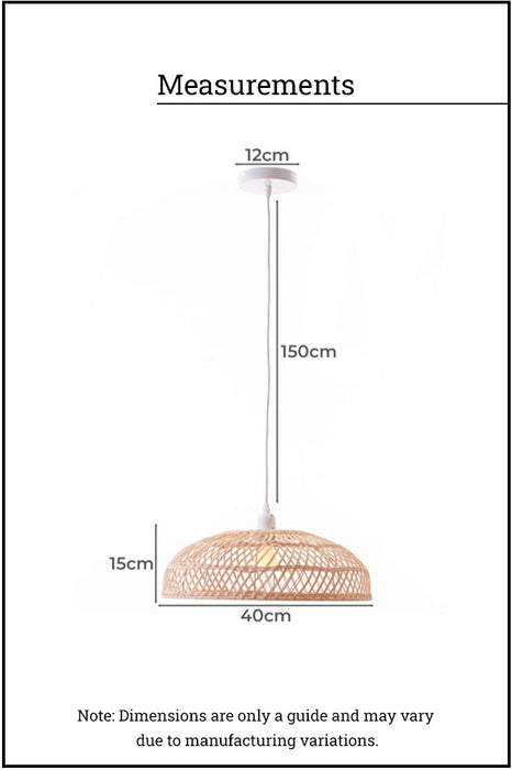 measurements of the small pendant light