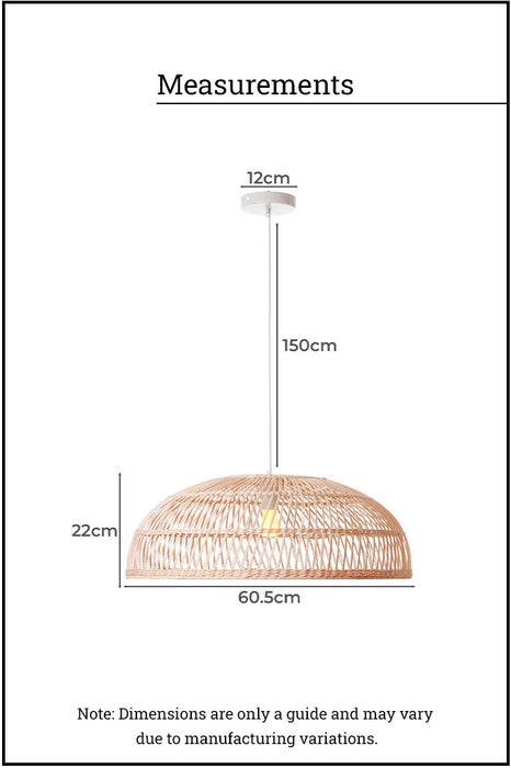 measurements of the large pendant light