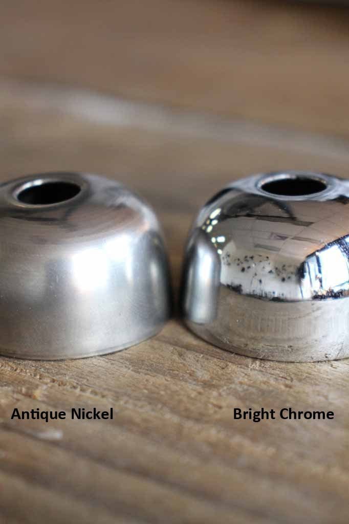 Example of Antique Nickel and Bright Chrome finishes. 