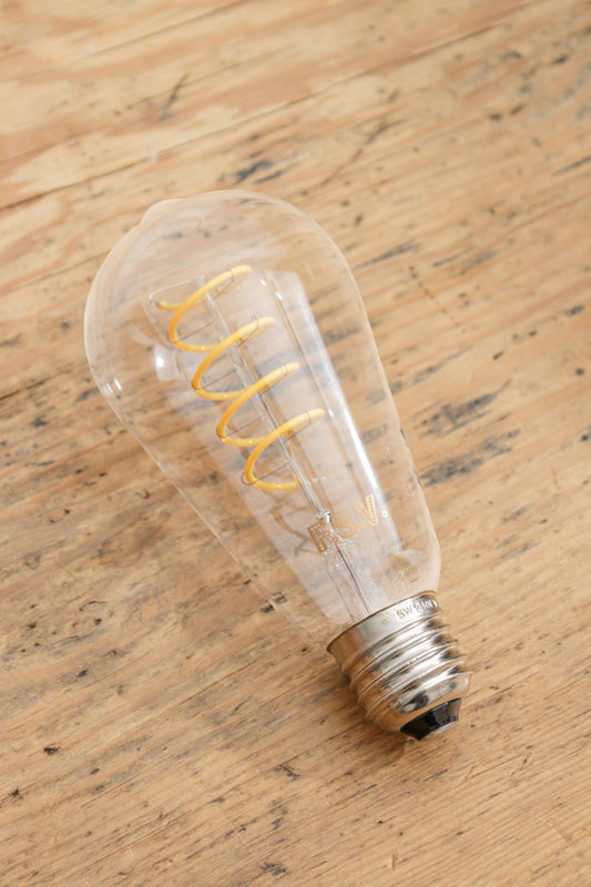 E27 spiral filament LED clear glass bulb. 
