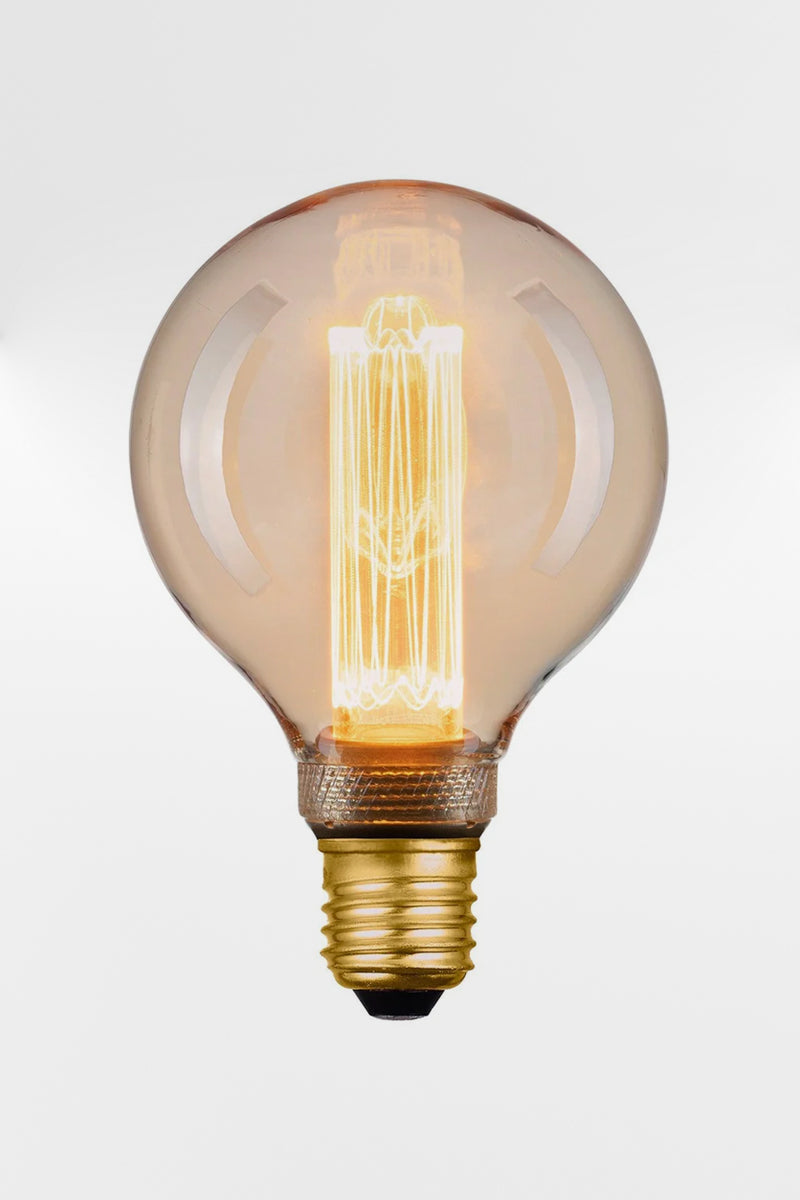 Round-amber-bulb-G95 with an E27 base