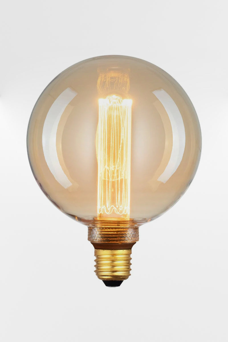 4W E27 Laser-cut Filament LED G125 Round Amber 1800K Bulb
