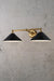 Gold Steel two arm wall sconce with black shades