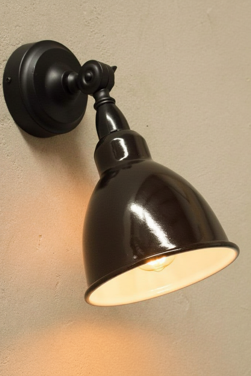 Black wall-mounted light with french insipired shade