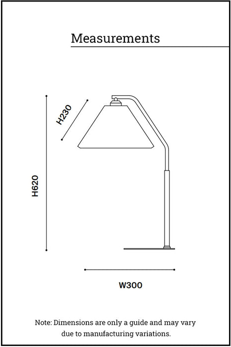 measurements of the table lamp