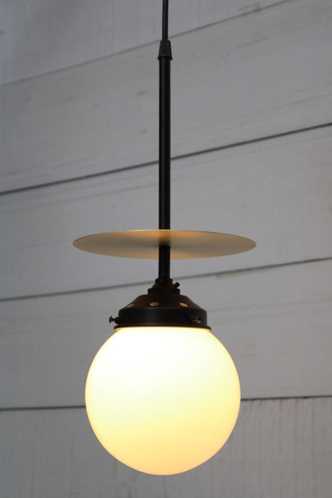 Brass Glass Ball Pole Pendant with opal shade