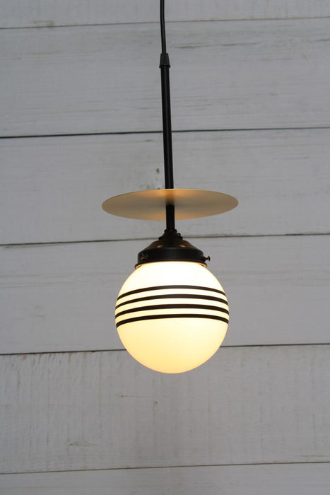 Brass Glass Ball Pole Pendant with four strip handpainted