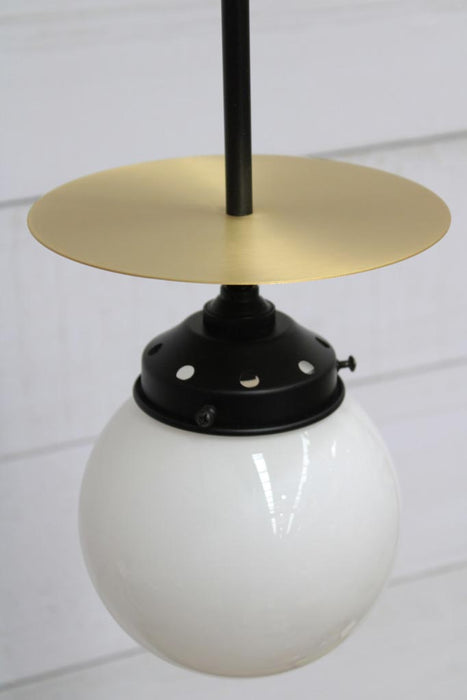 Brass Glass Ball Pole Pendant with solid brass disc