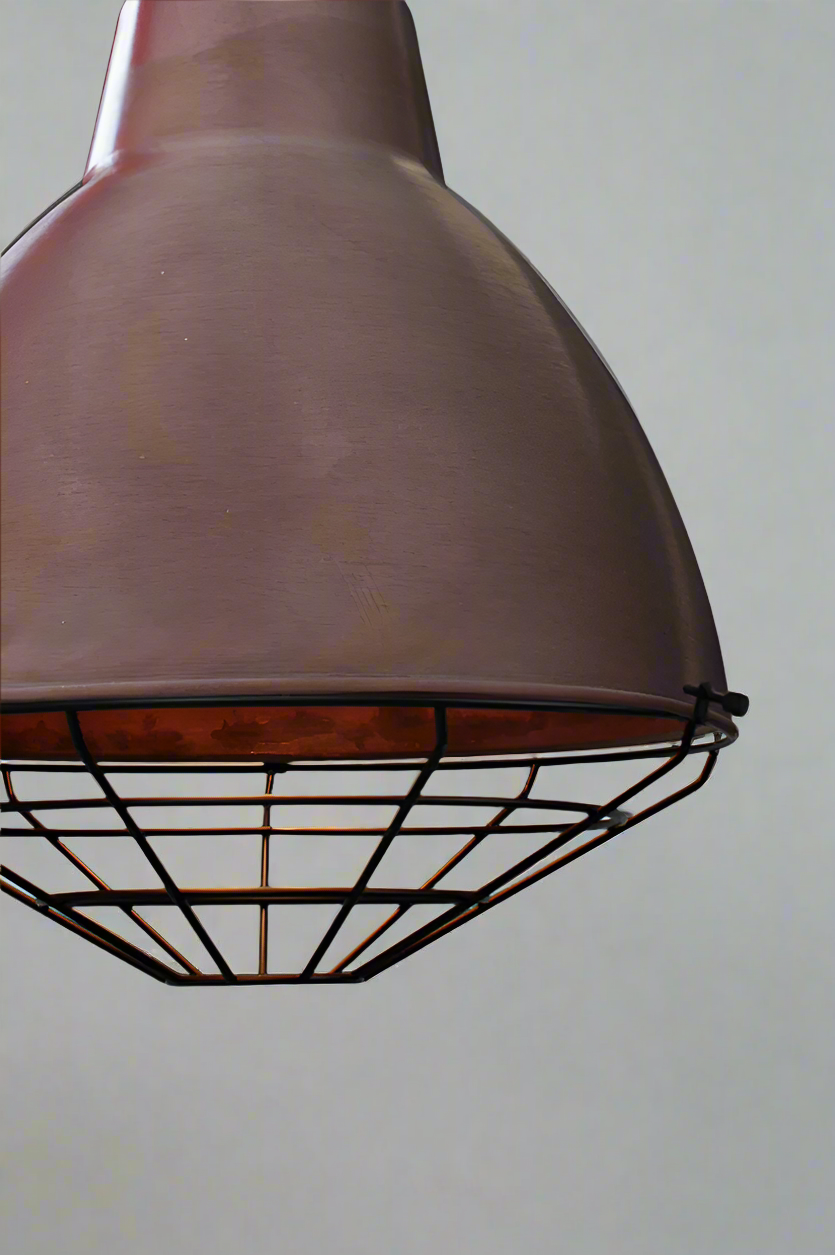 aged copper shade with black cage
