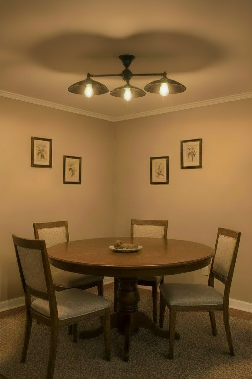 light over dining table in traditional decor