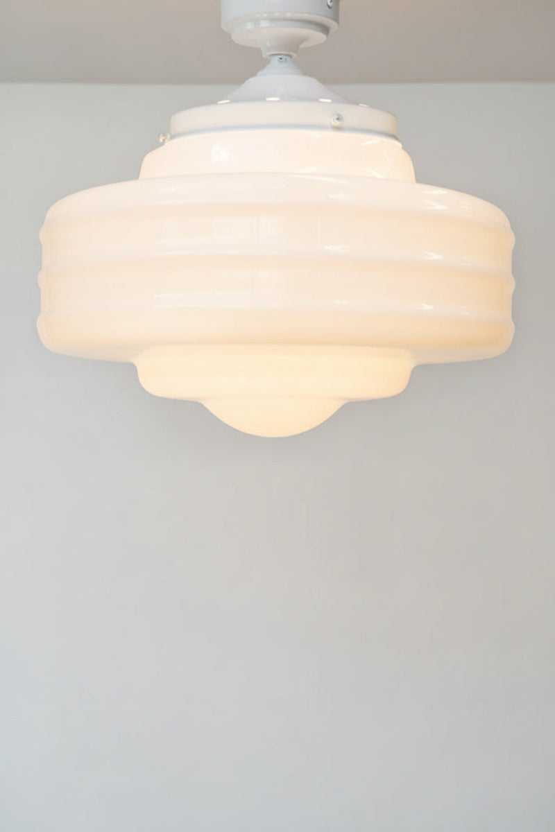Schoolhouse flush mount in large size with white sconce
