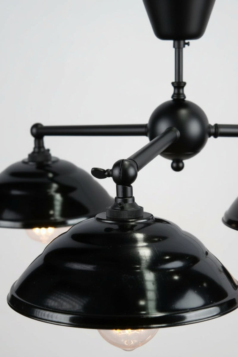 Bakelite 3 Arm Flush Mount Light in black