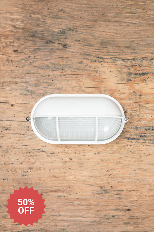 White Robe Oval Caged Eylid Bunker Lights
