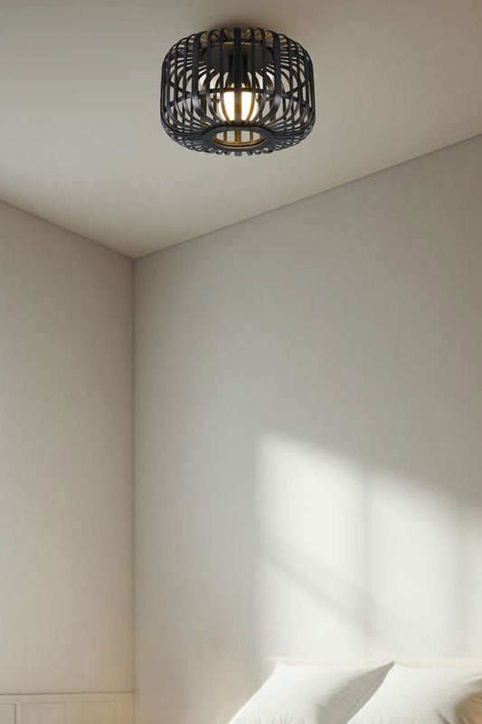Cape Bamboo Ceiling Light with a black finish.