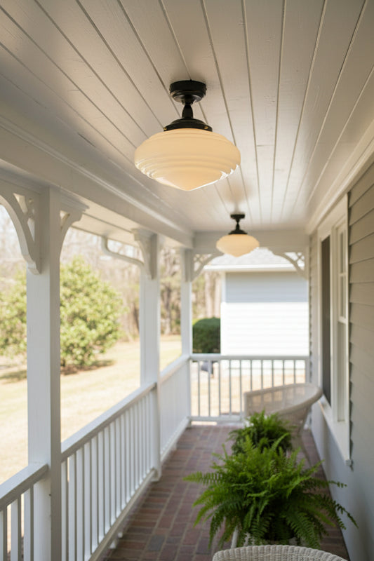 outdoor flush mount lights on verandah