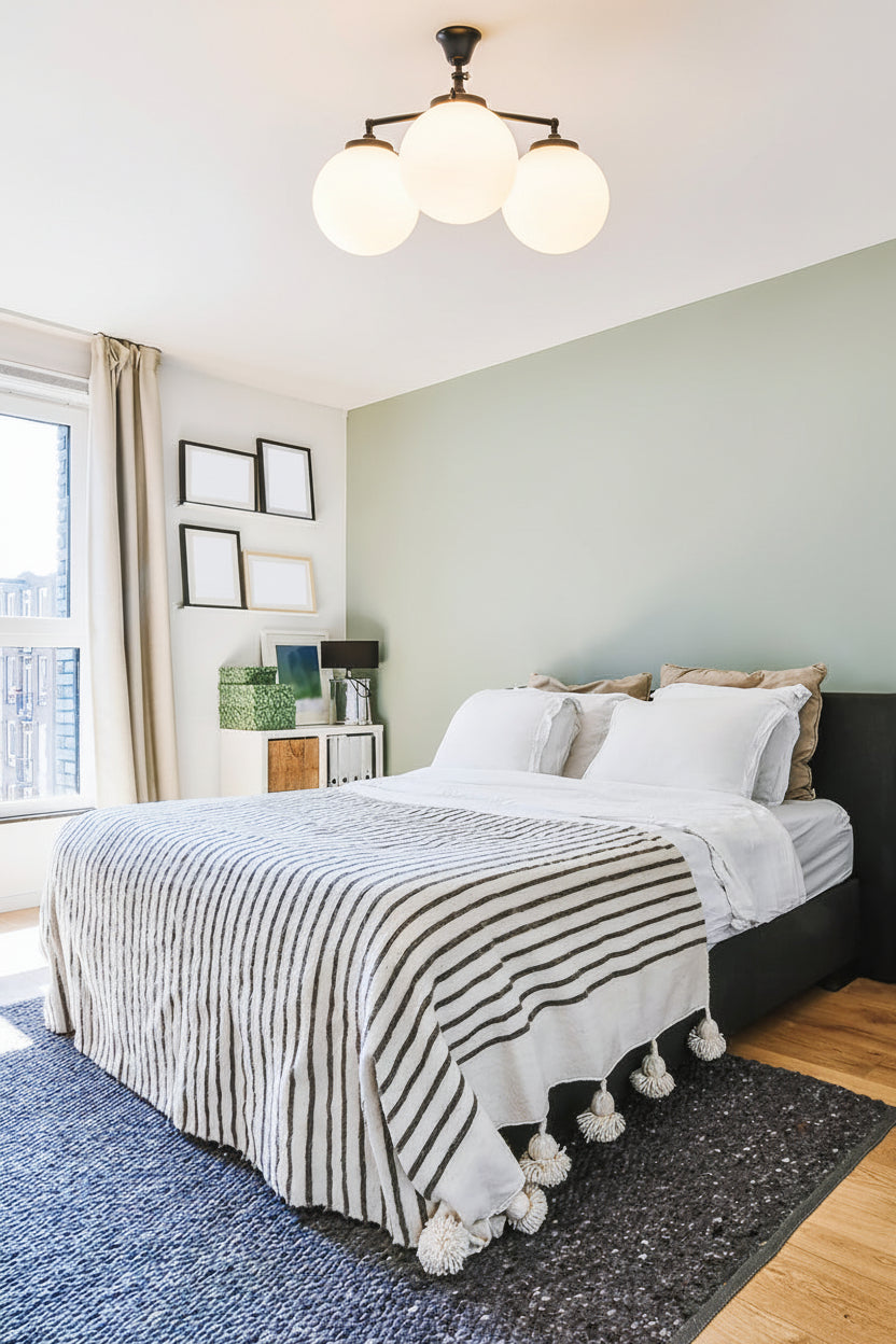 Glass Ball Flush Mount light in bedroom