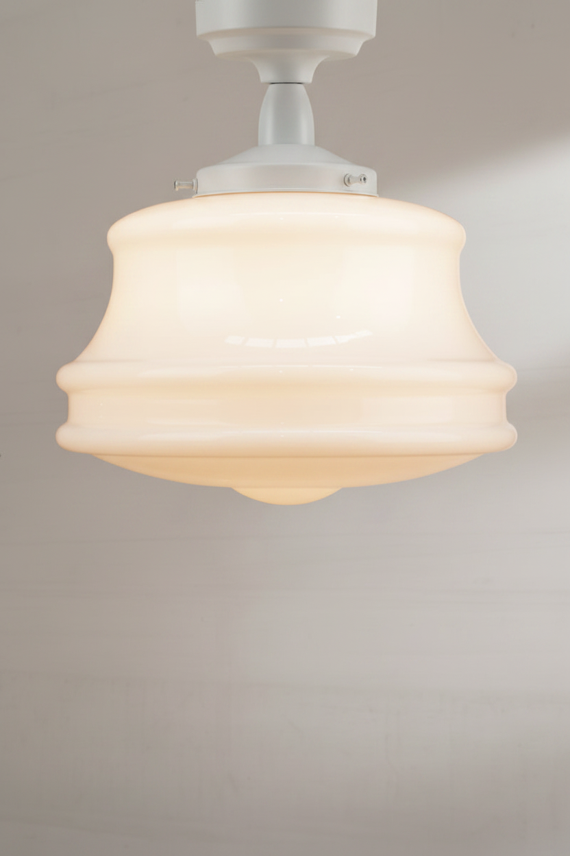 Winston Schoolhouse Ceiling Light with whit fittings ideal for small rooms or low ceiling heights