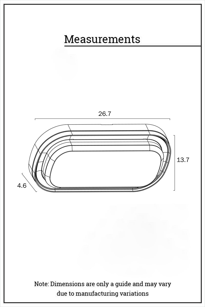 Dimension illustration of the rectanguler bunker light. 