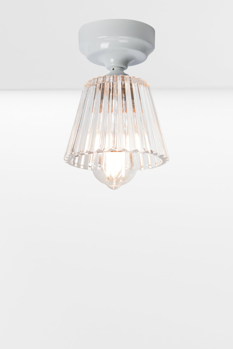 Davis Glass Ceiling Light with a white batten holder.