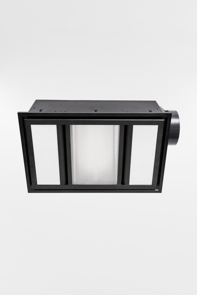 Black 3-in-1 bathroom LED light, heater and fan