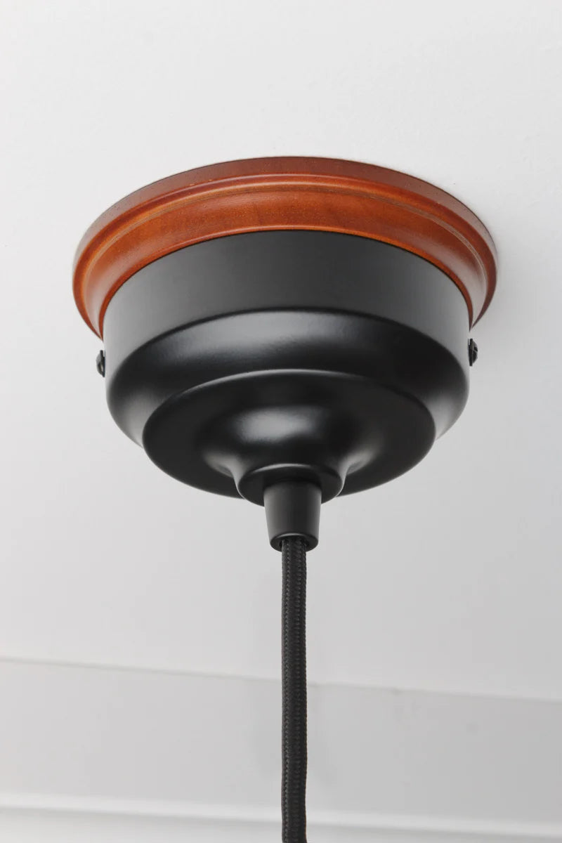 Ceiling light fixture with wooden mounting block