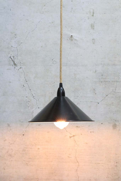 Cone Pendant Light with jute cord and black small shade