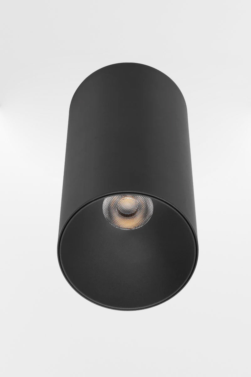 Grey Umbra finished pin style down light with built in LED. 