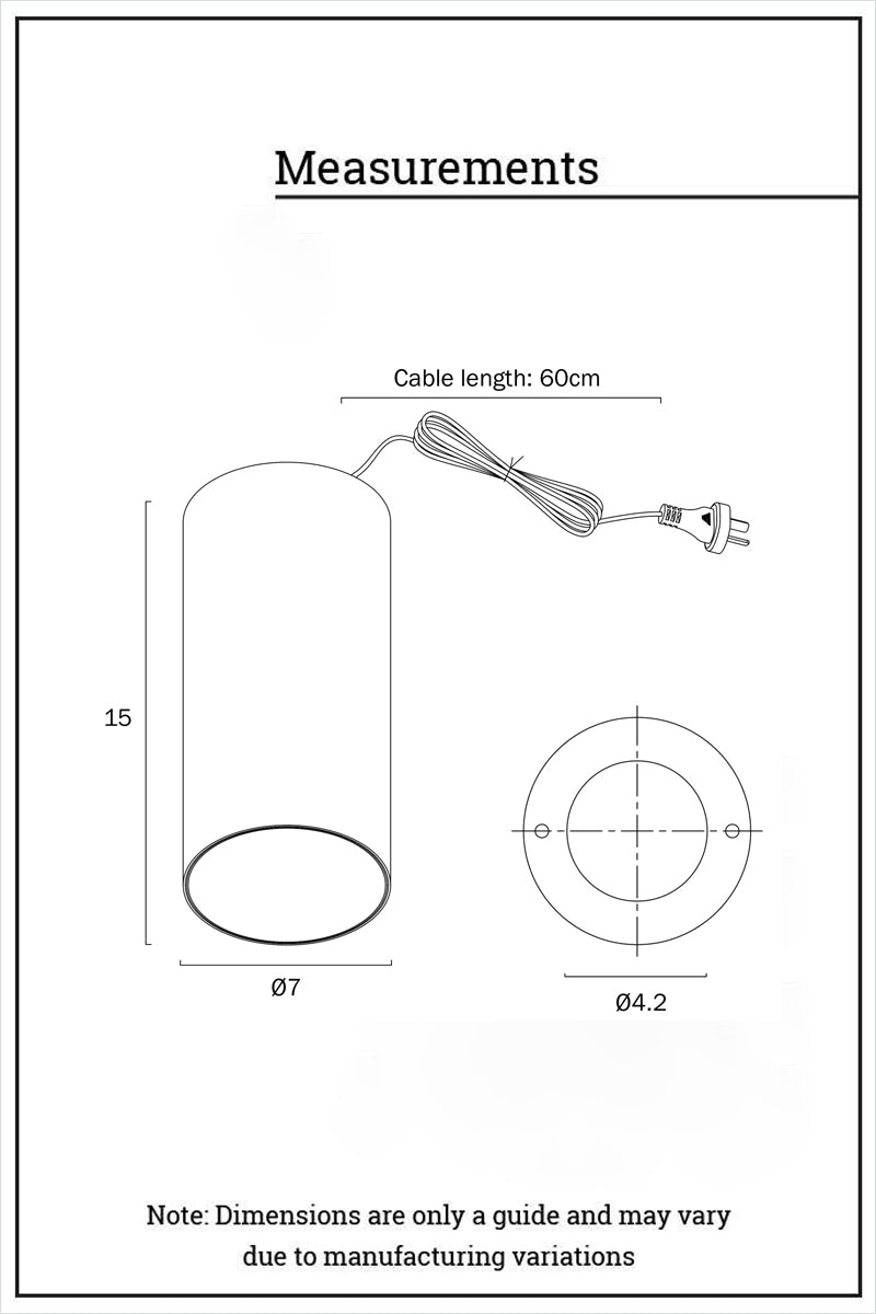 Dimension illustration of the surface mounted LED downlight. 