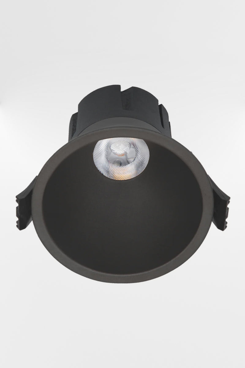 Black 93mm diameter LED downlight with driver