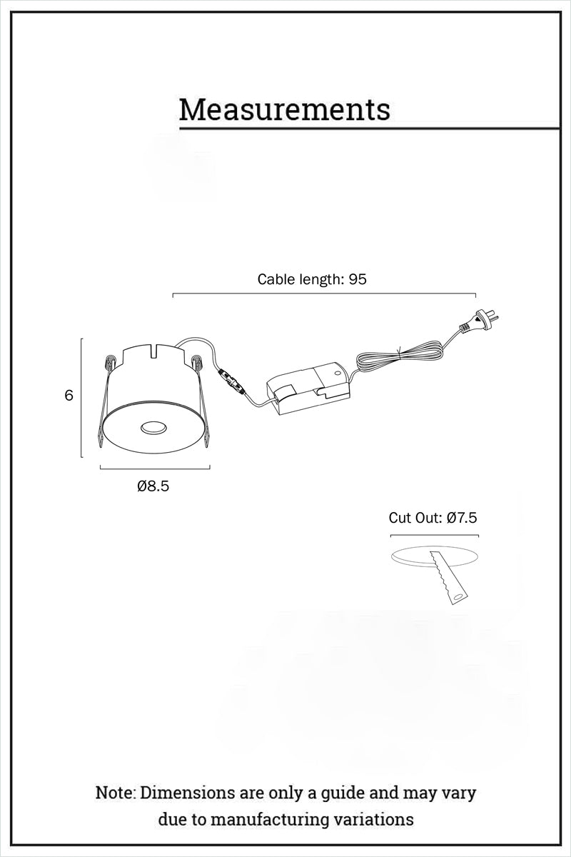 Dimesnion illustration of the Pinehole LED downlight. 