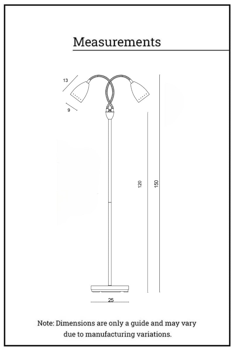 Dimension illustration of the retro floor lamp