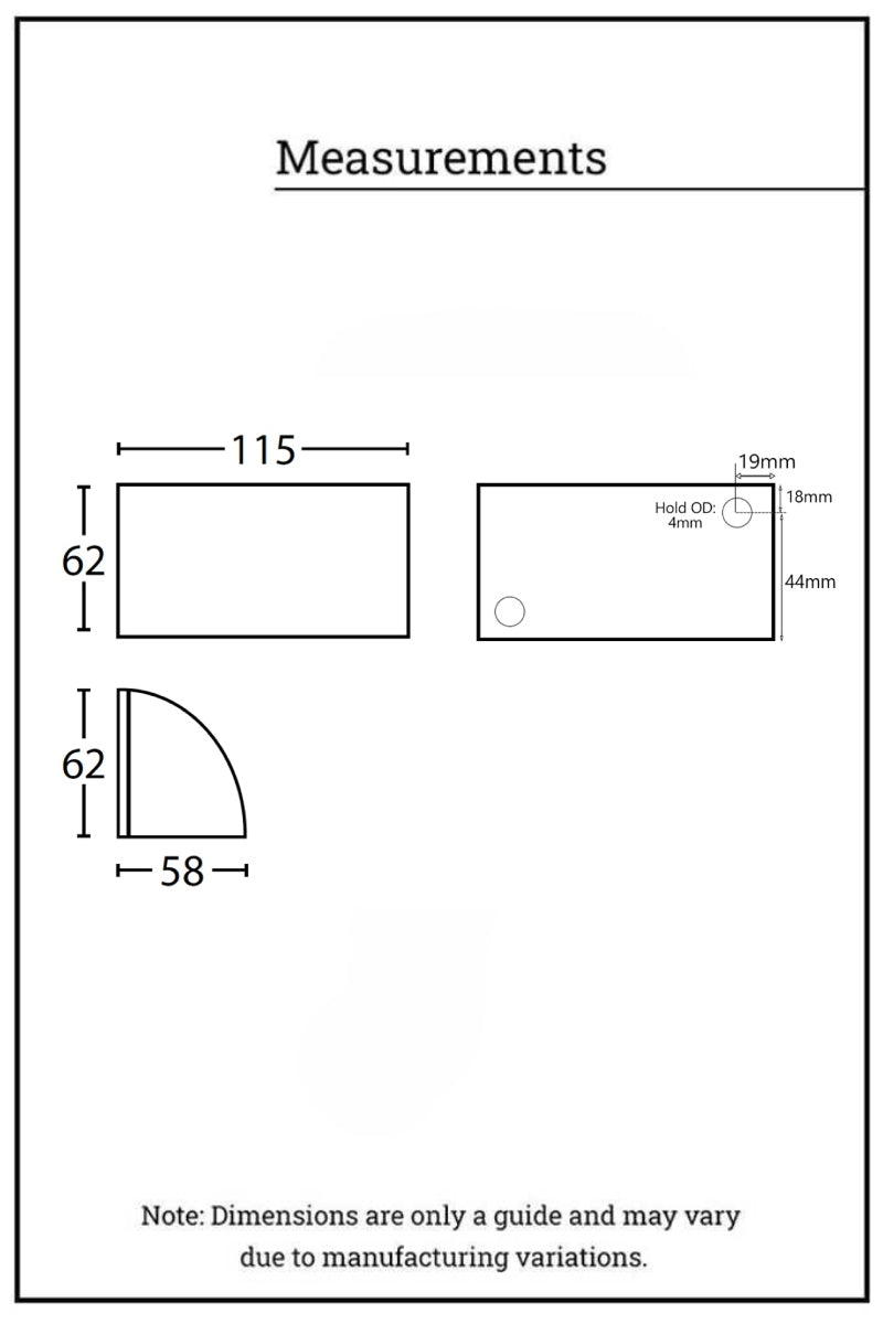 Dimension illustration of the large curved step light. 