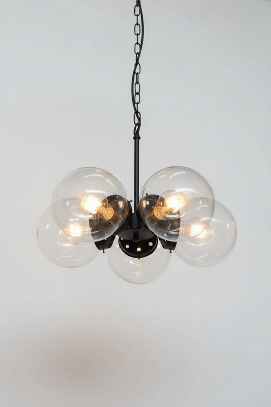 diner glass ball light with 5 glass clear shades