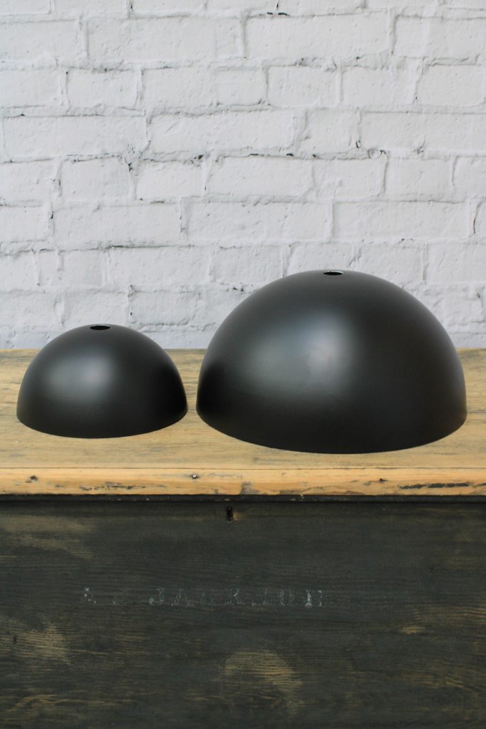 The steel dome shade comes in small and large sizes. 