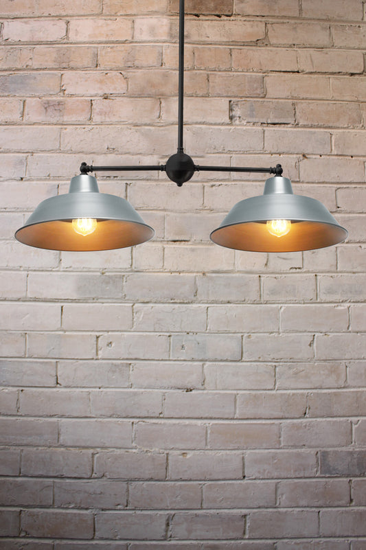 Double steel pendant light fixture