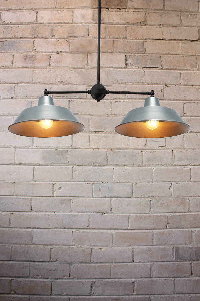 Double steel pendant light fixture