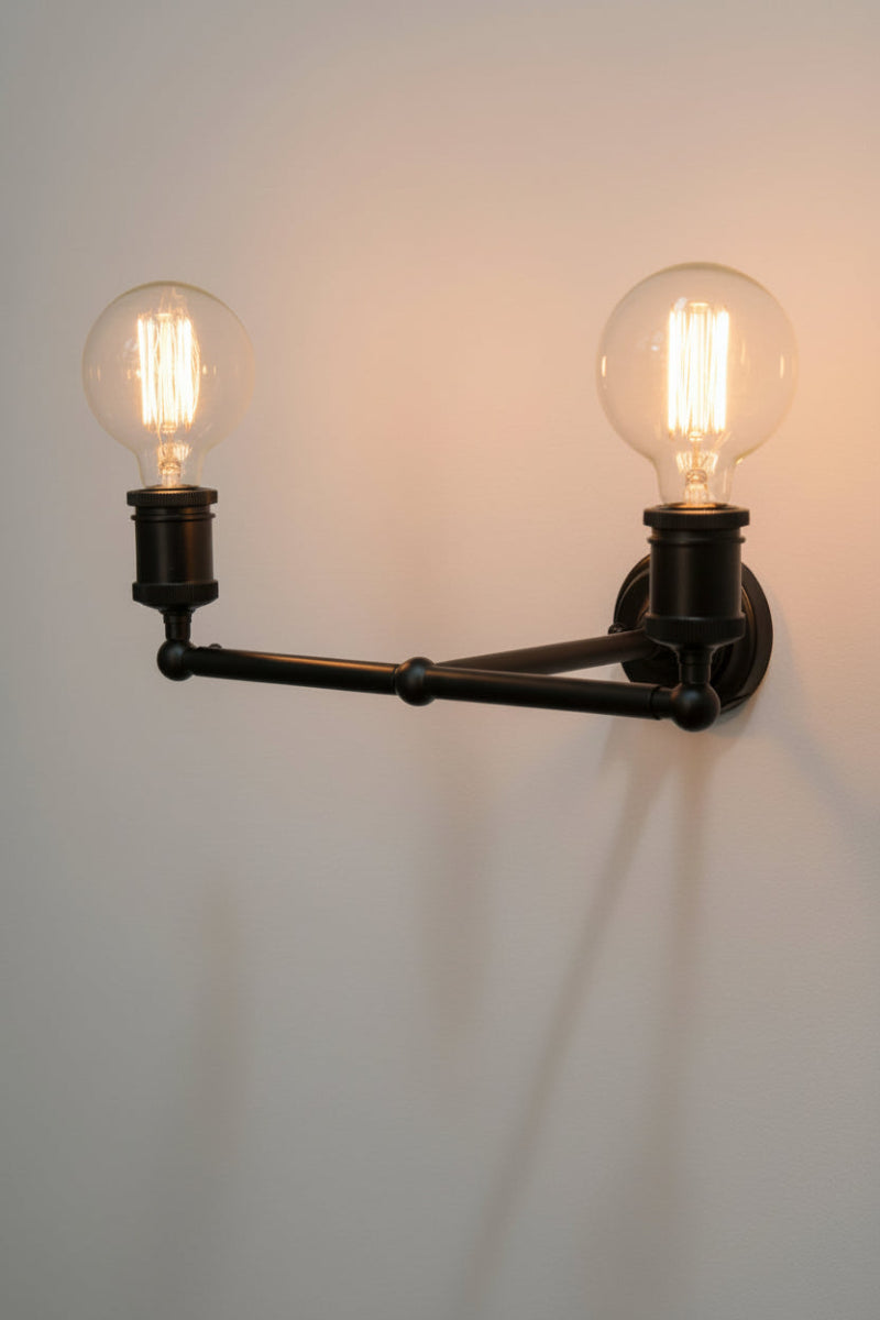 Black double swivel wall sconce 